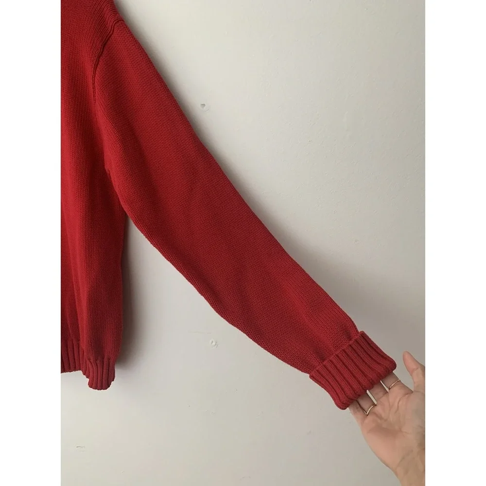 Polo Ralph Lauren Red 100% Cotton Sweater Pullover Crew Neck Prep Ivy Timeless